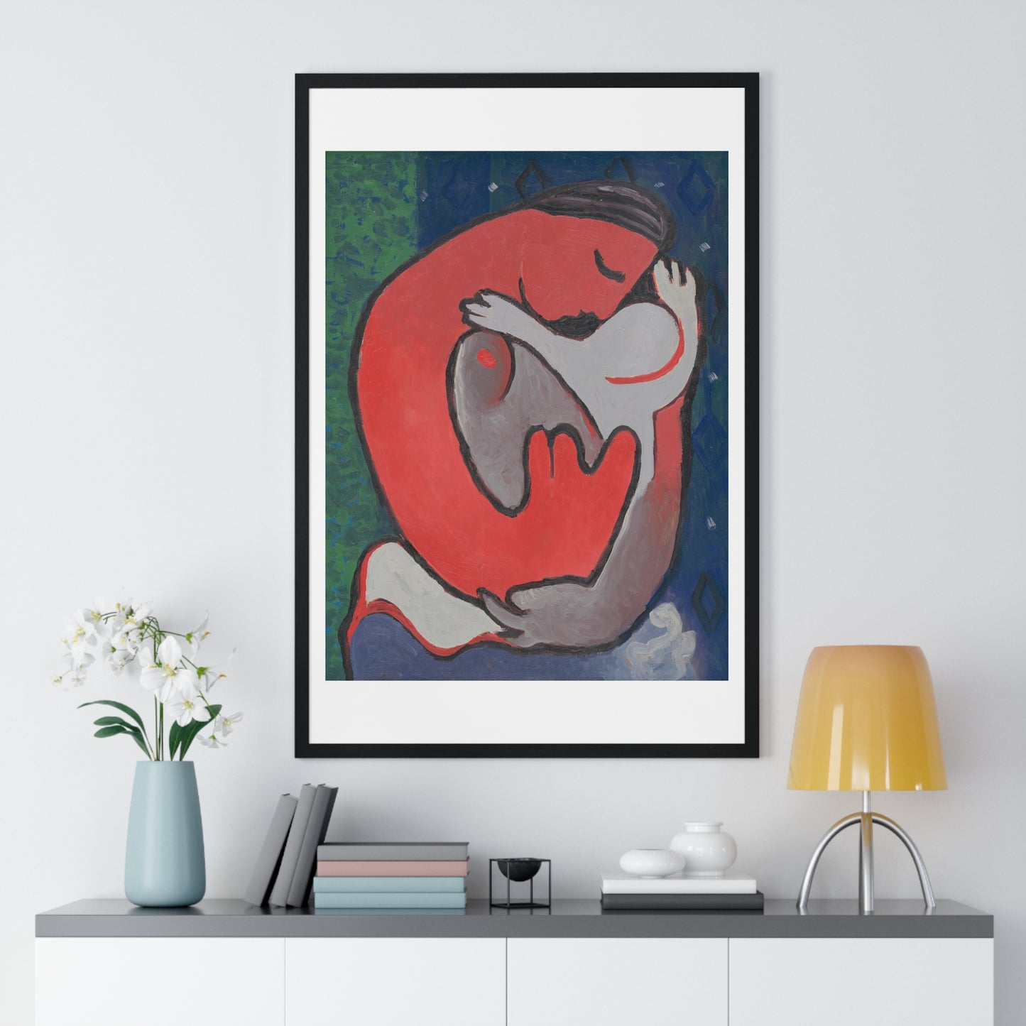 Mother's Embrace (1938) by Mikuláš Galanda, from the Original, Framed Art Print