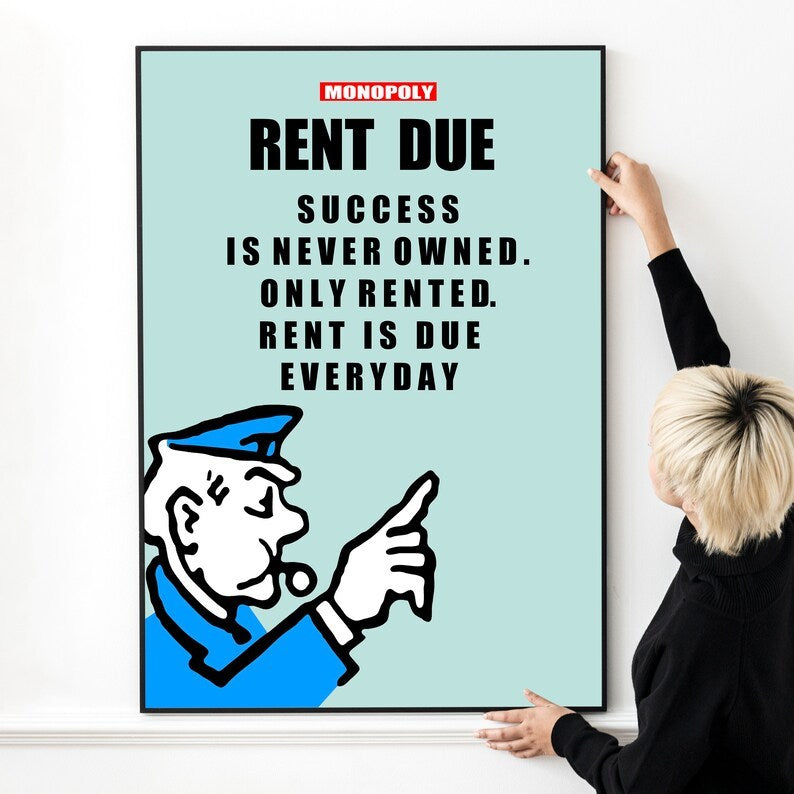 'No Risk No Reward' or 'Pay to Play' Art Gallery Living Room Decor, Monopoly Canvas Prints