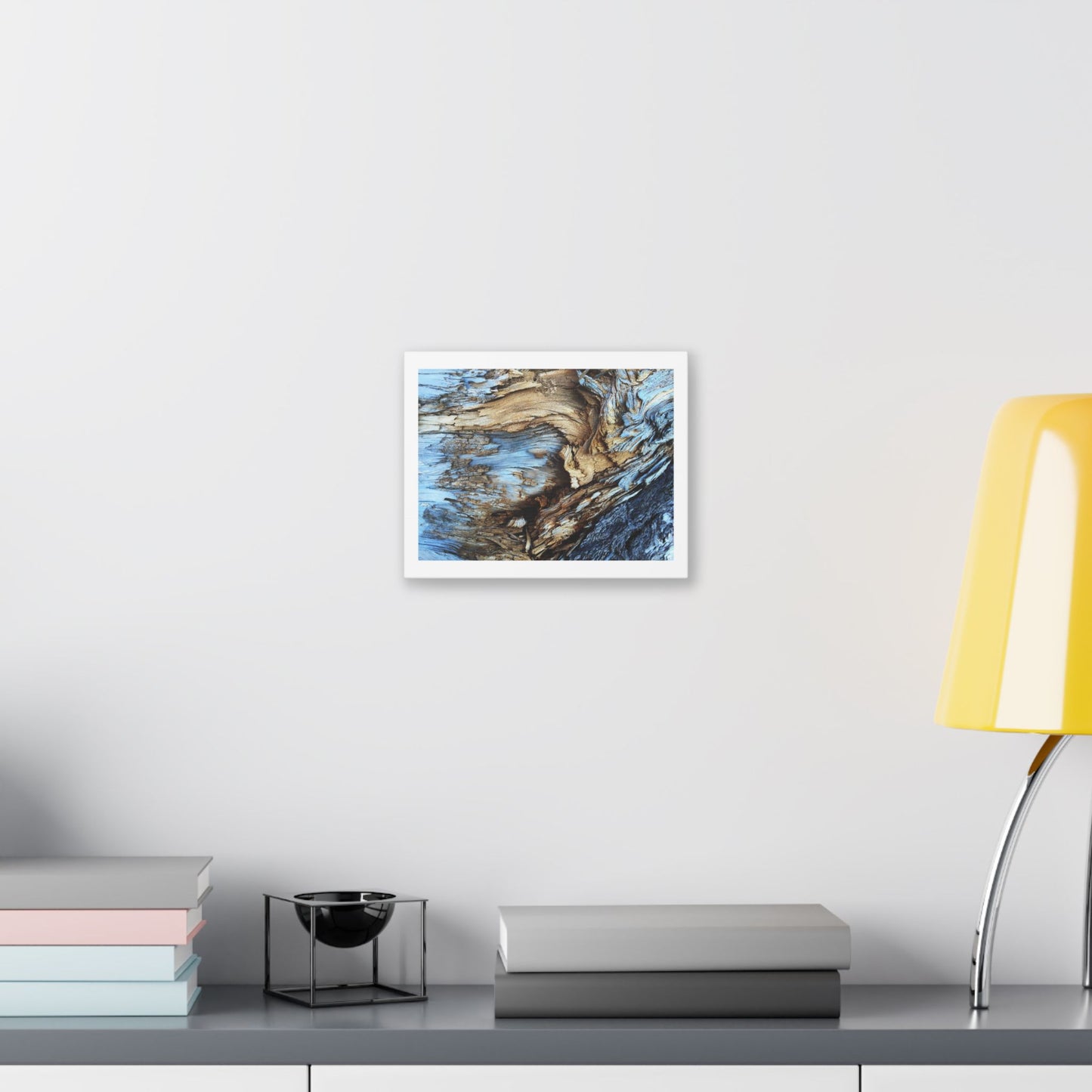 Abstract Painting of Light Brown and Blue Tree Bark, Canvas Art Print