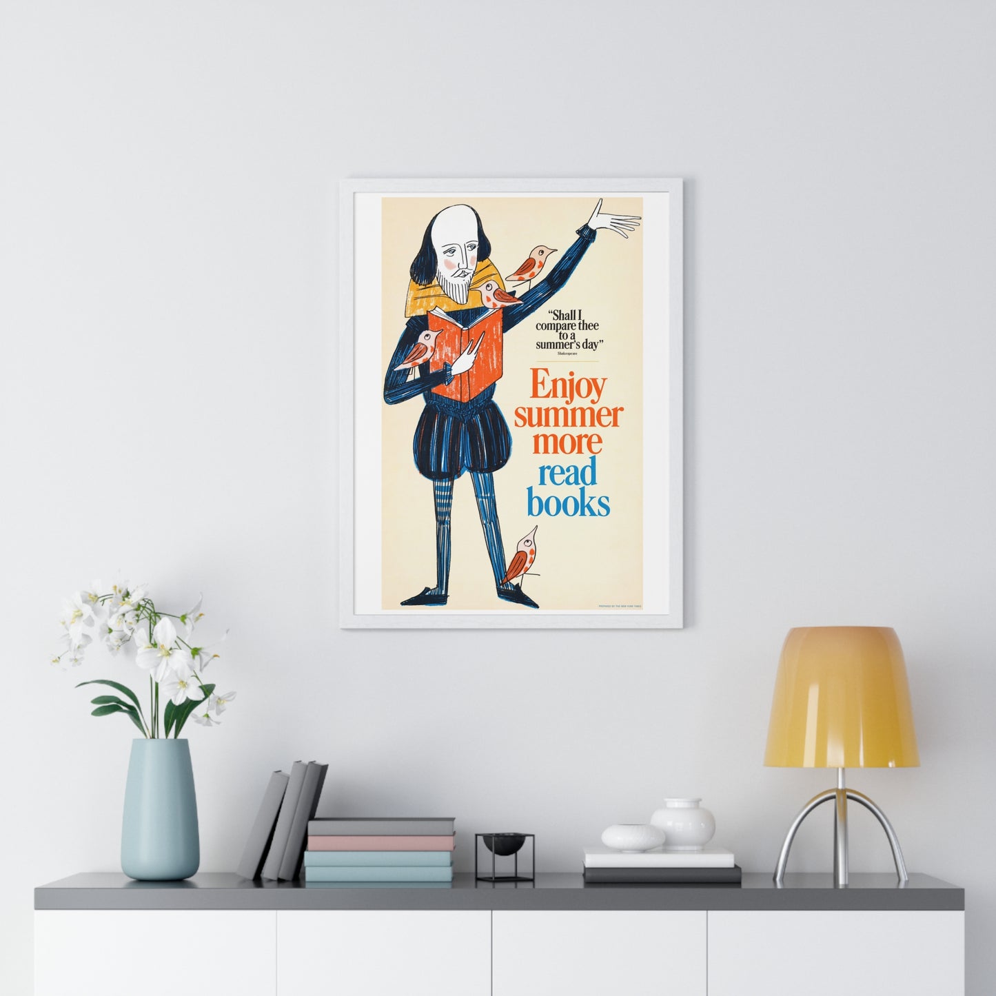 Enjoy Summer More, Read Books (1966) Vintage Poster by Bill Sokol, from the Original, Framed Art Print