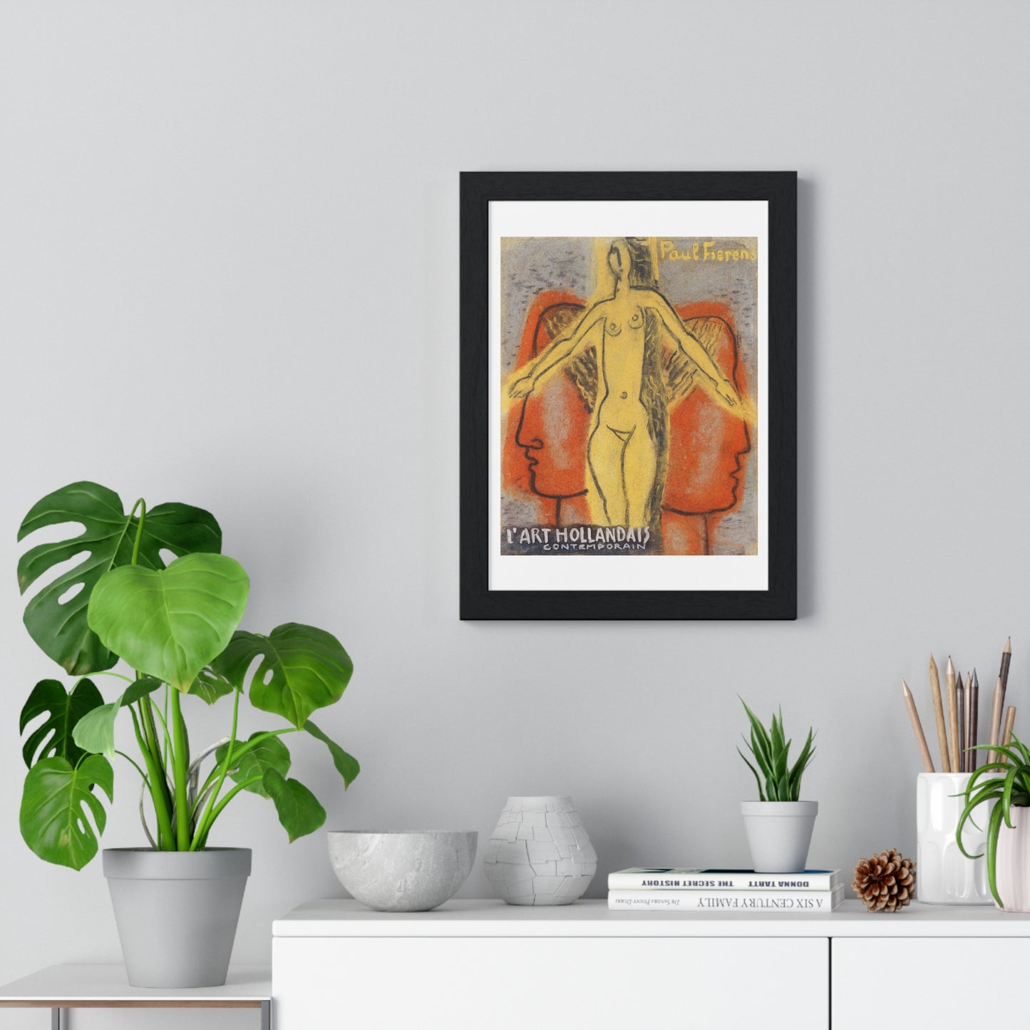 Naakte Vrouw Tussen Twee van Elkaar weg Kijkende Mannen Hoofden (1933) by Leo Gestel, from the Original, Framed Art Print