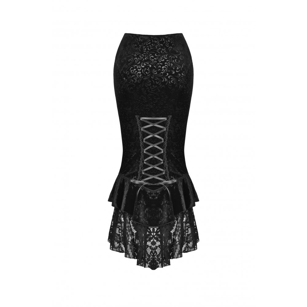 Dark In Love Zira Velvet Fishtail Midi Skirt