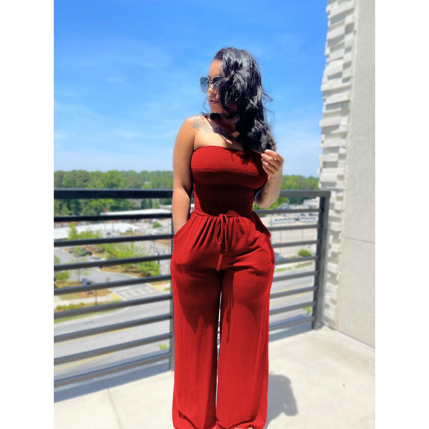 Vireous Sexy Casual Brushed Silk Wide-Leg Jumpsuit