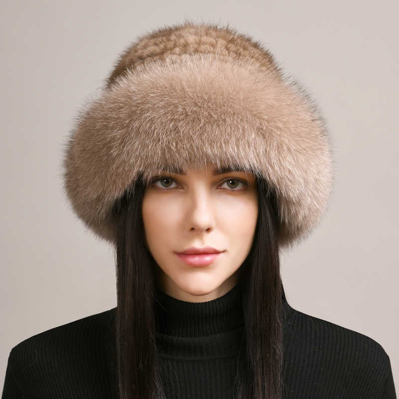 Mink Fur Hat Women's Braided Fur Winter Hat
