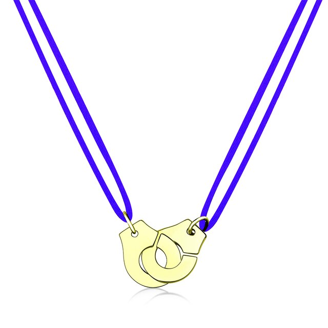 Handcuff Pendant Necklace, 925 Sterling Silver with Adjustable Cord