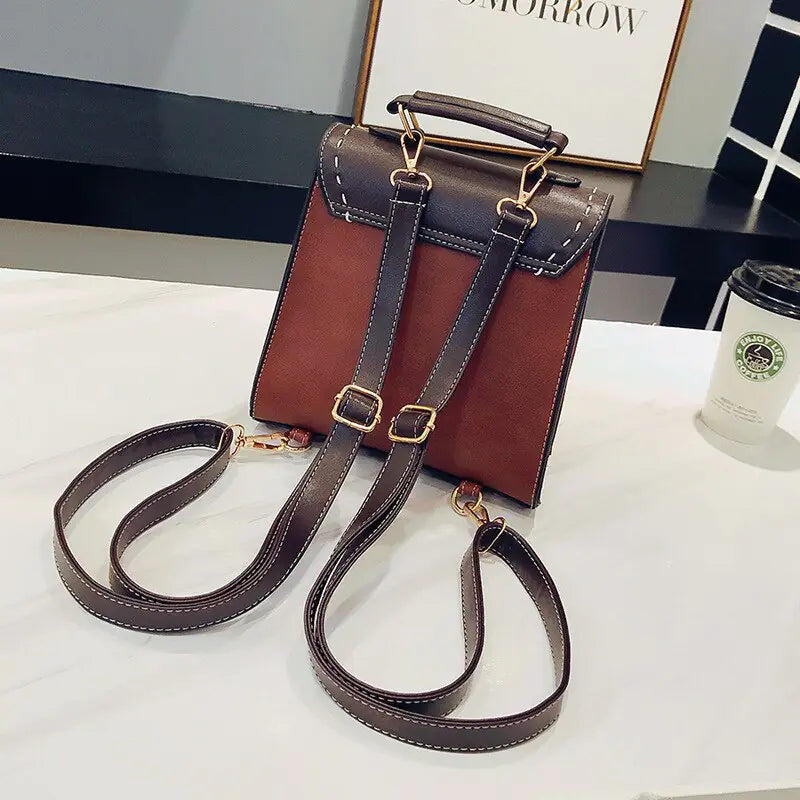 YBYT Vintage Panelled Leather Women's Backpack