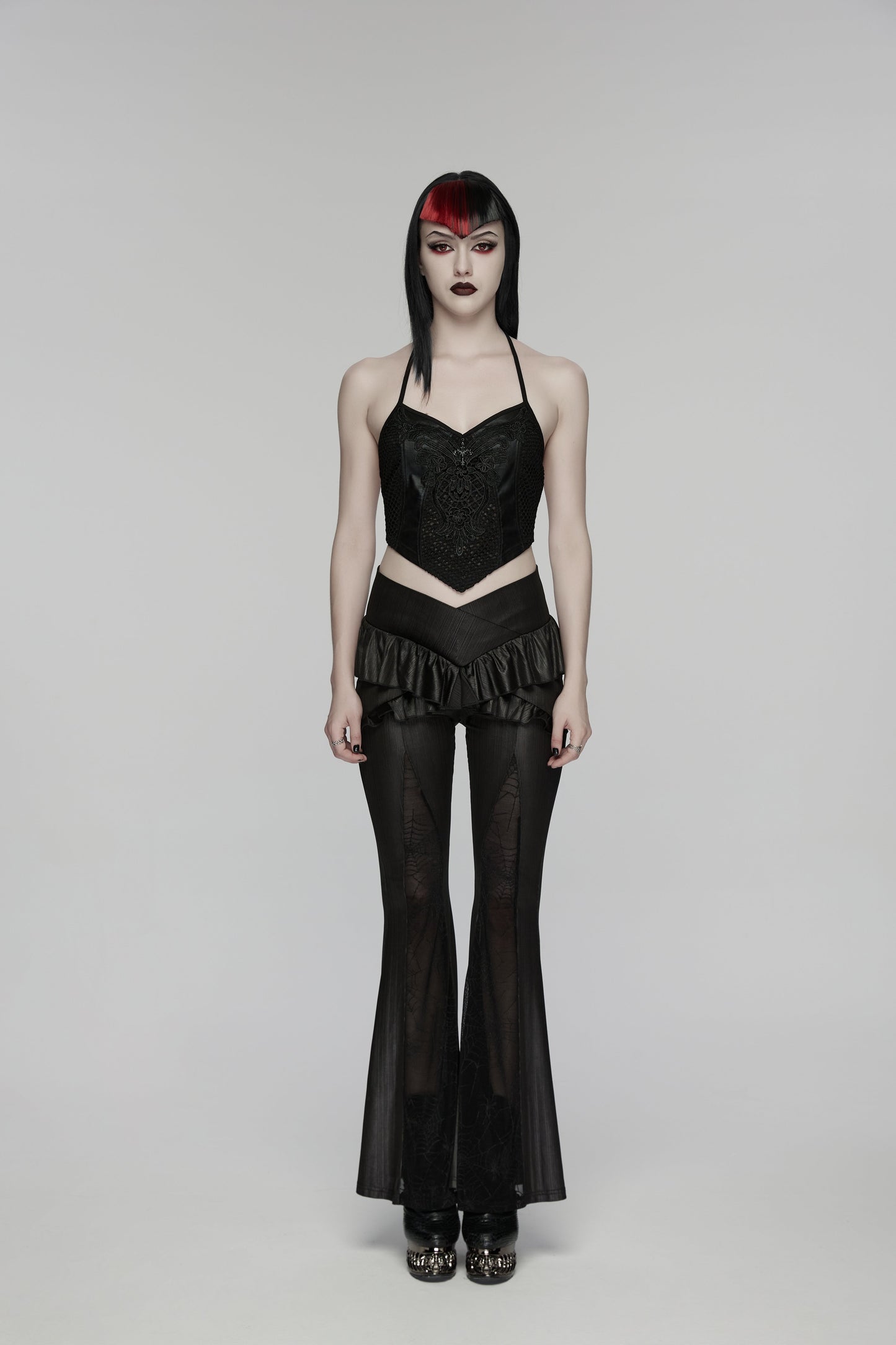 Punk Rave Bellatrix Goth Flared Pants in Black