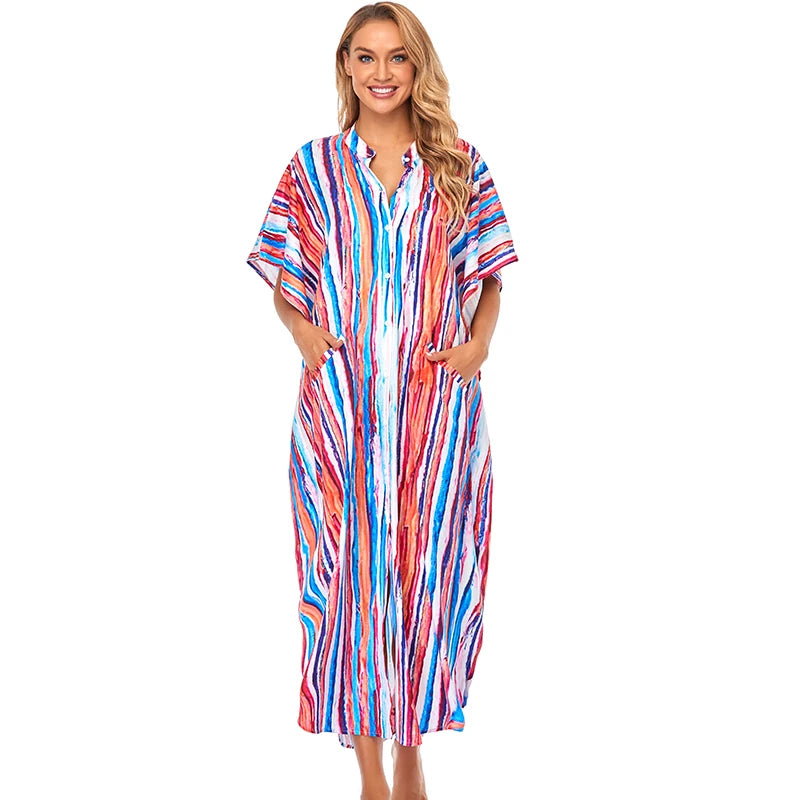 Long Beach Dress, Printed Women's Kaftan, Multi Designs