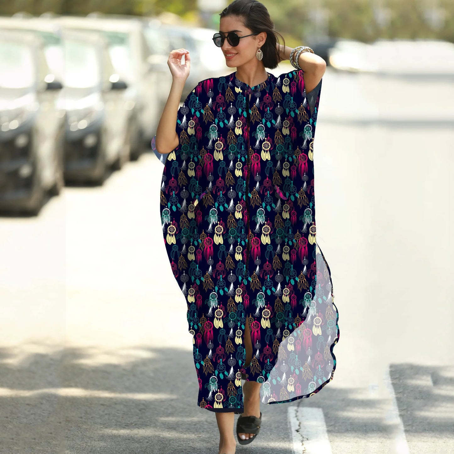 Long Beach Dress, Printed Women's Kaftan, Multi Designs
