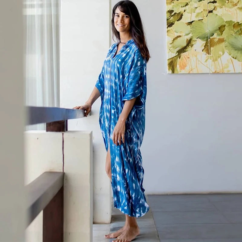 Long Beach Dress, Printed Women's Kaftan, Multi Designs