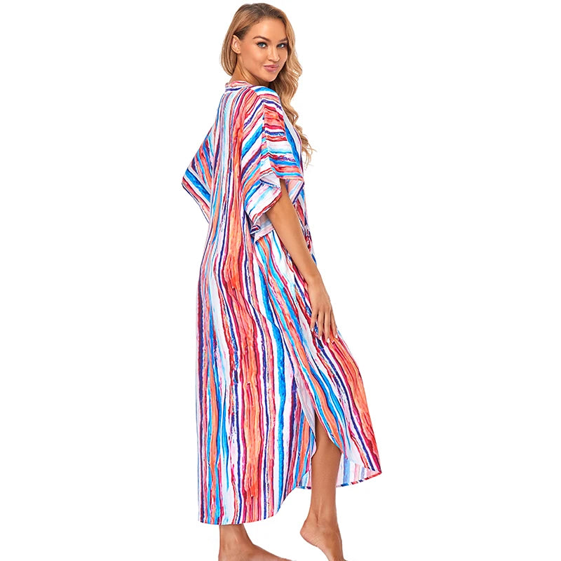 Long Beach Dress, Printed Women's Kaftan, Multi Designs