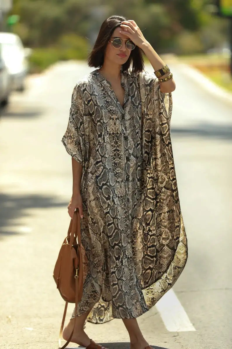 Long Beach Dress, Printed Women's Kaftan, Multi Designs