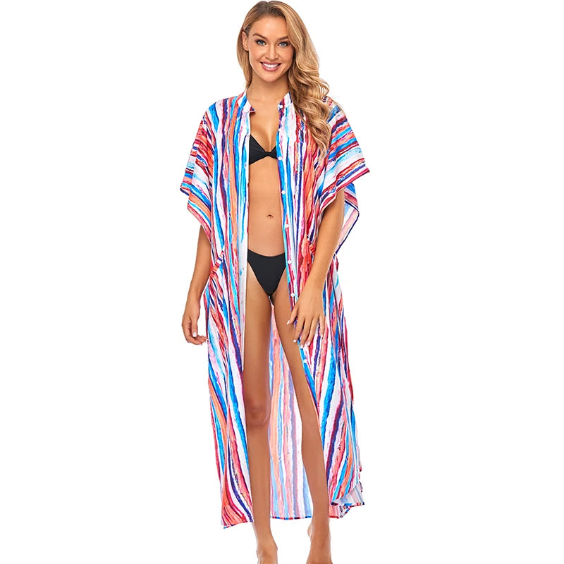 Long Beach Dress, Printed Women's Kaftan, Multi Designs