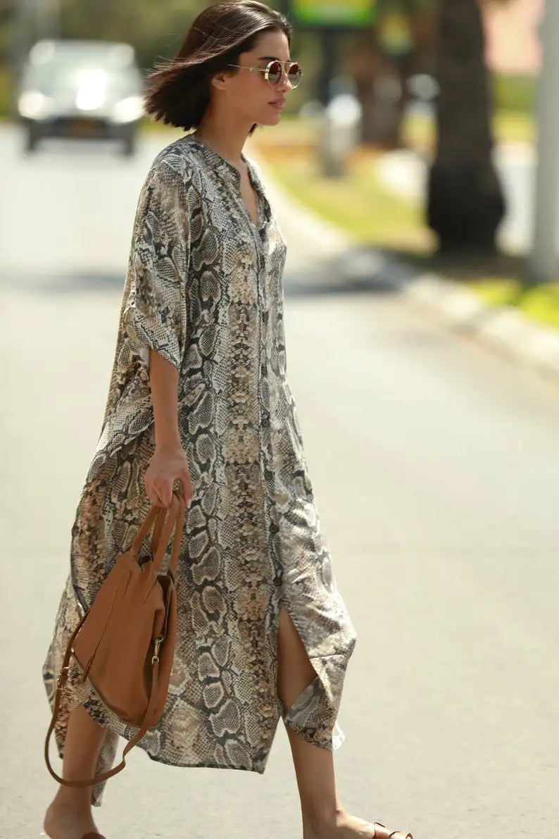 Long Beach Dress, Printed Women's Kaftan, Multi Designs
