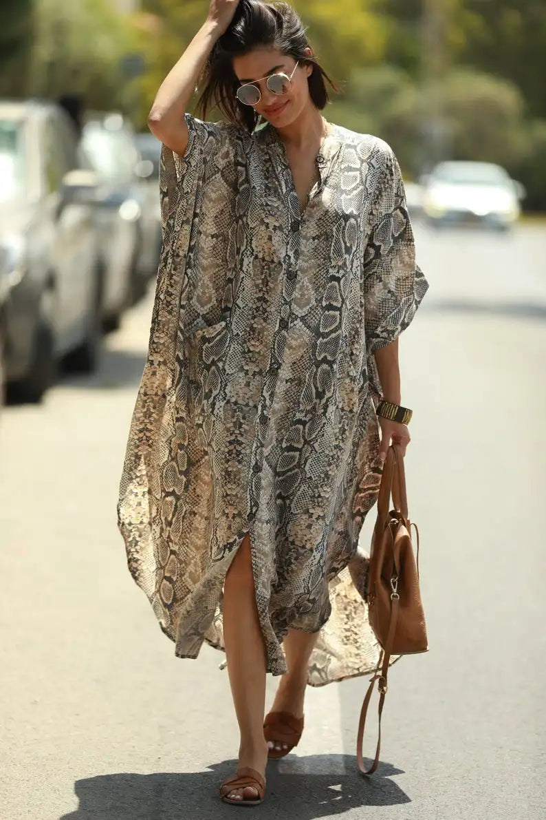 Long Beach Dress, Printed Women's Kaftan, Multi Designs