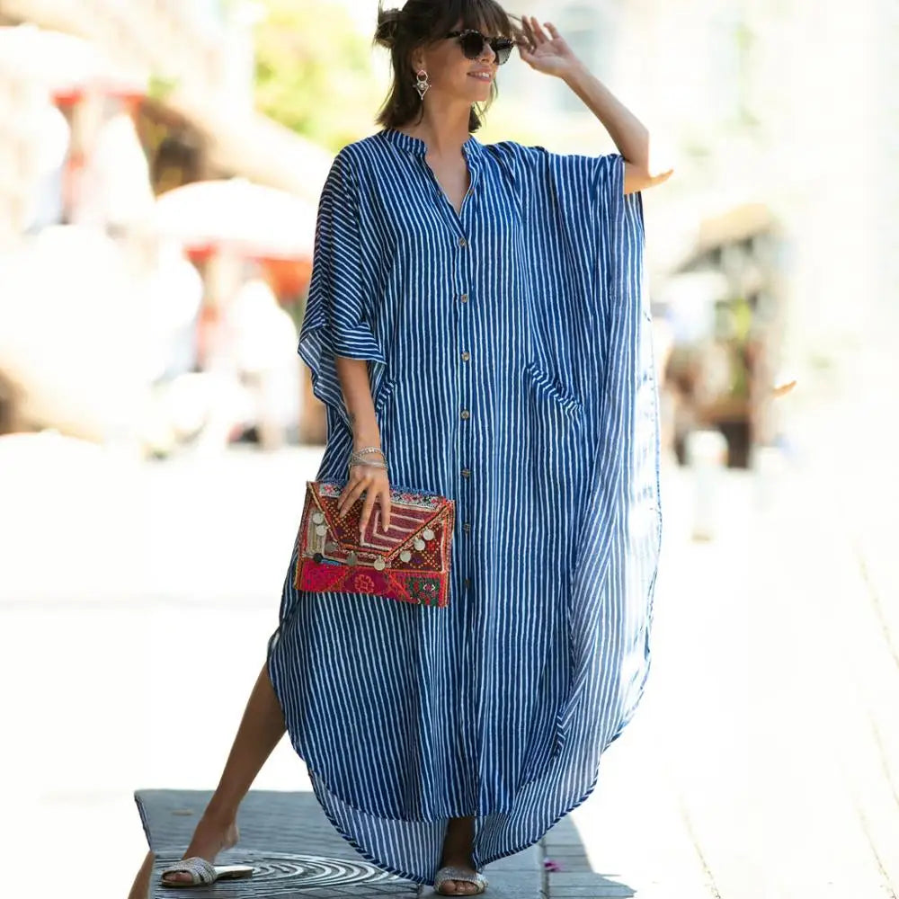 Long Beach Dress, Printed Women's Kaftan, Multi Designs