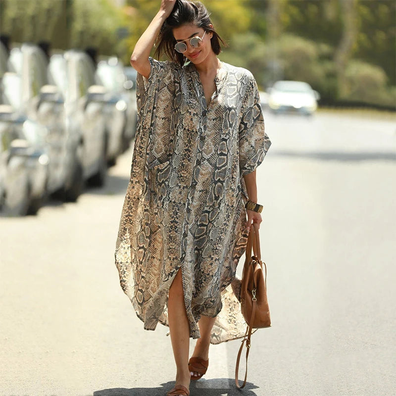 Long Beach Dress, Printed Women's Kaftan, Multi Designs