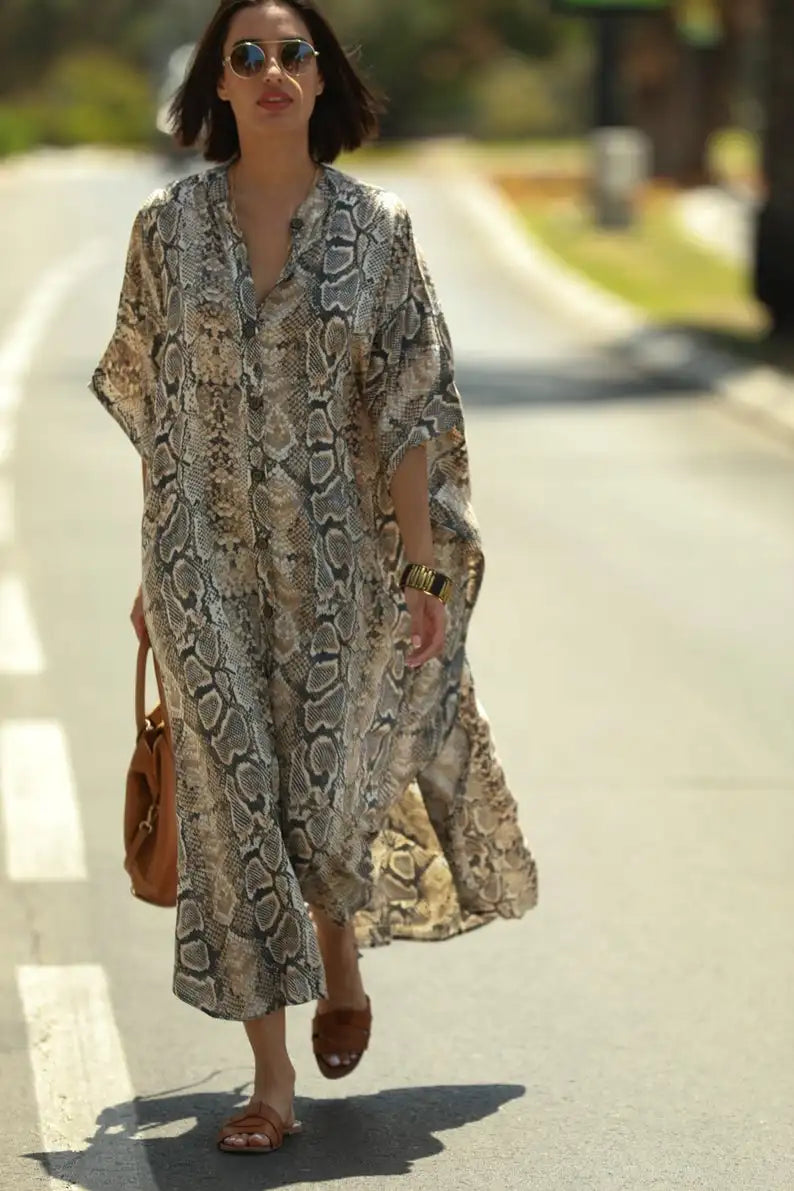 Long Beach Dress, Printed Women's Kaftan, Multi Designs