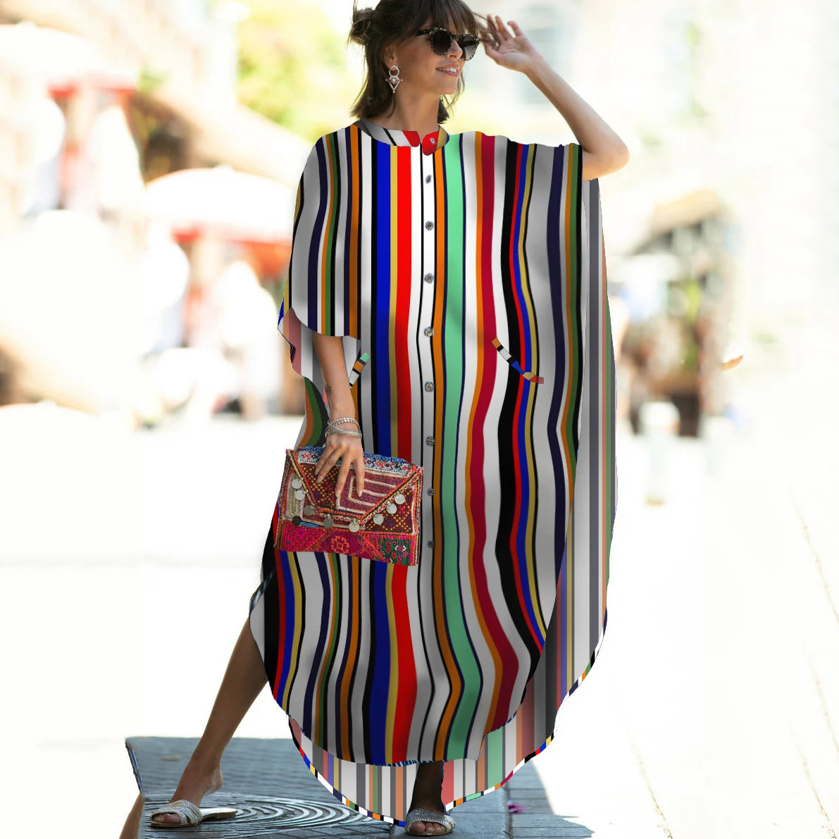 Long Beach Dress, Printed Women's Kaftan, Multi Designs
