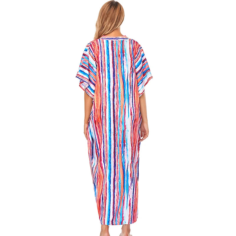 Long Beach Dress, Printed Women's Kaftan, Multi Designs