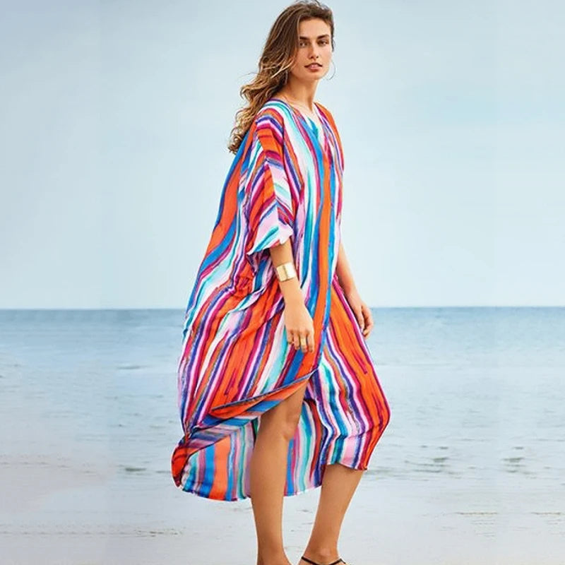 Long Beach Dress, Printed Women's Kaftan, Multi Designs