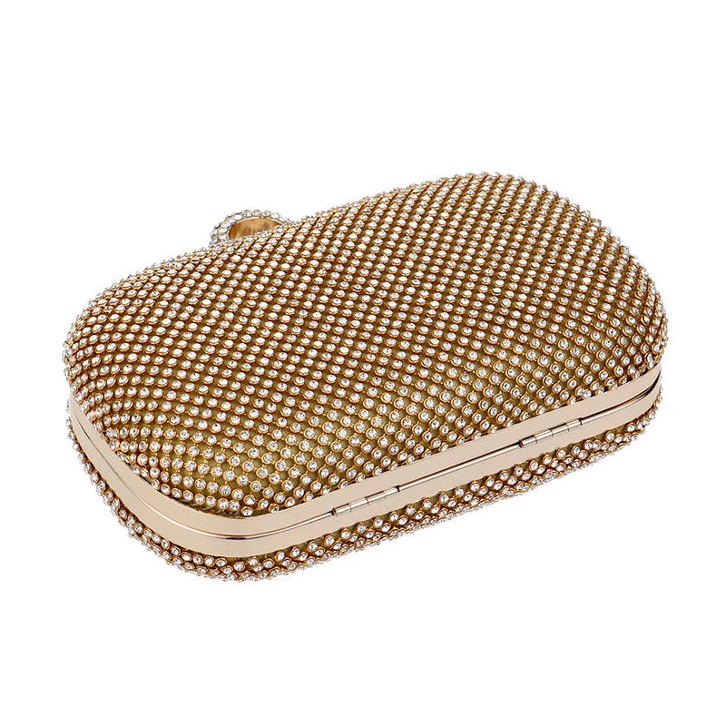 Evening Clutch Bag, Diamond-Studded Evening Bag with Chain