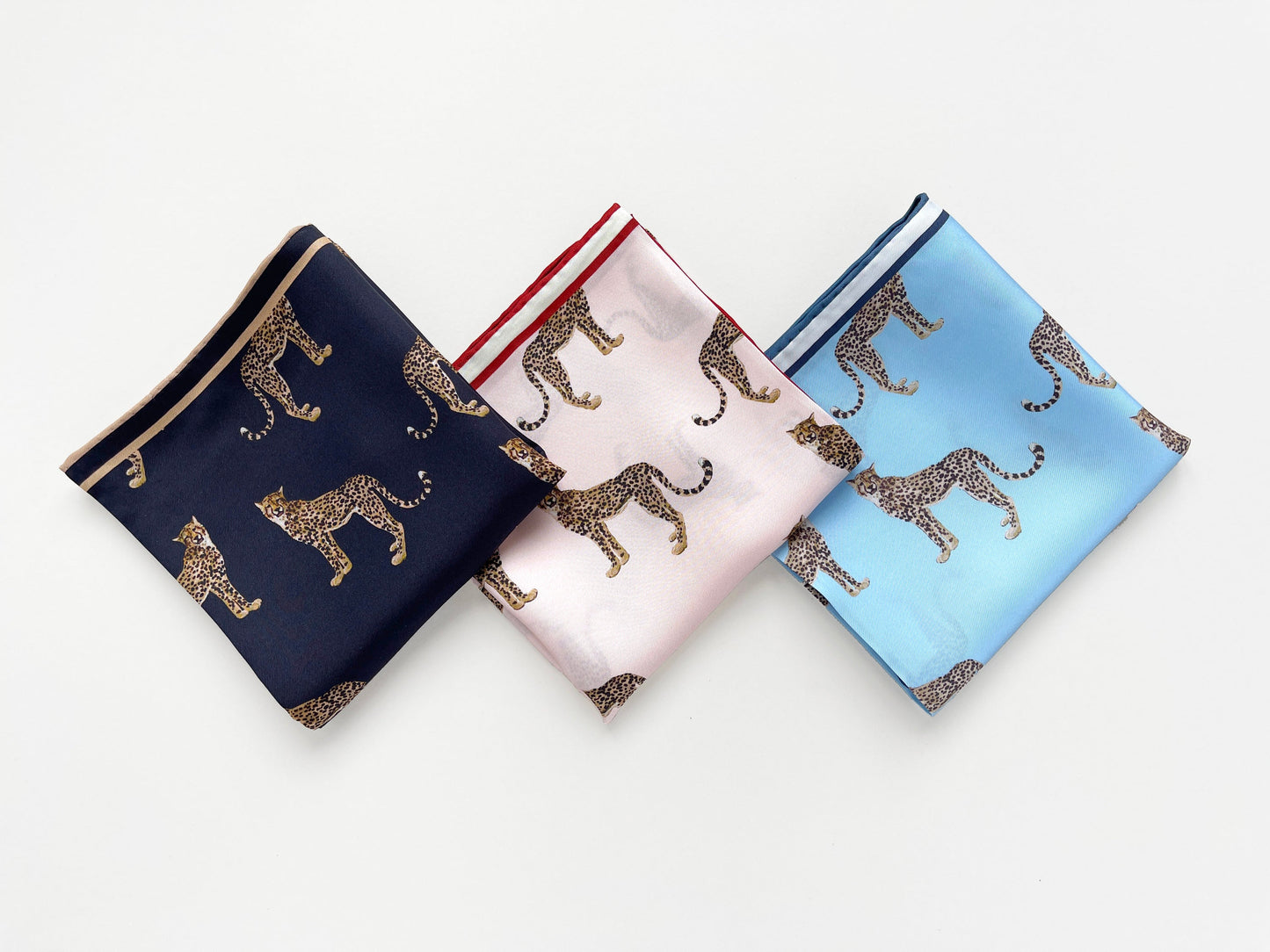 Leopard Chic Silk Scarf, Unisex 65cm Hand-Rolled Bandana Scarf