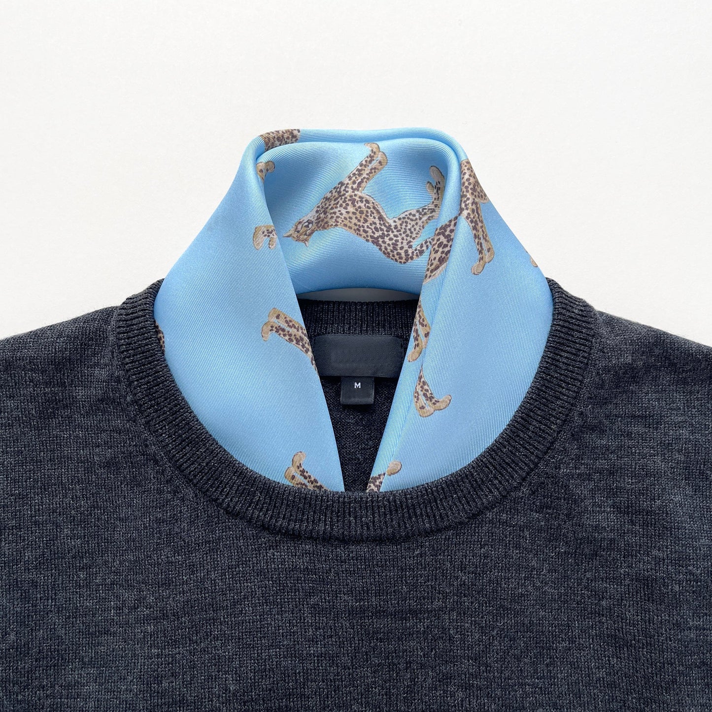 Leopard Chic Silk Scarf, Unisex 65cm Hand-Rolled Bandana Scarf