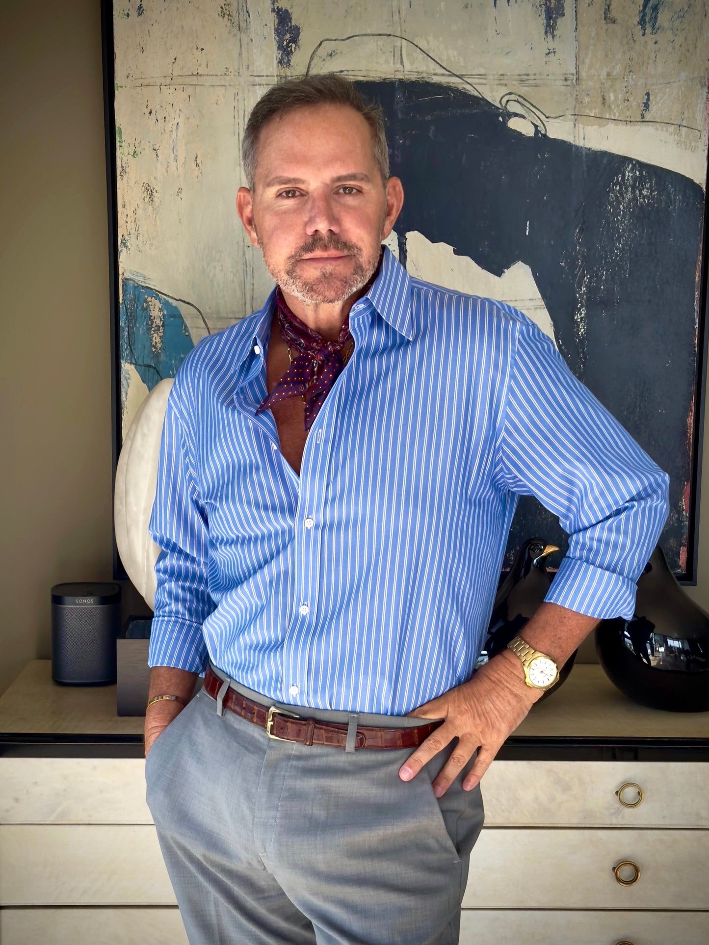 Classic Paisley Silk Scarf, 53cm Hand-Rolled Men's Neckerchief