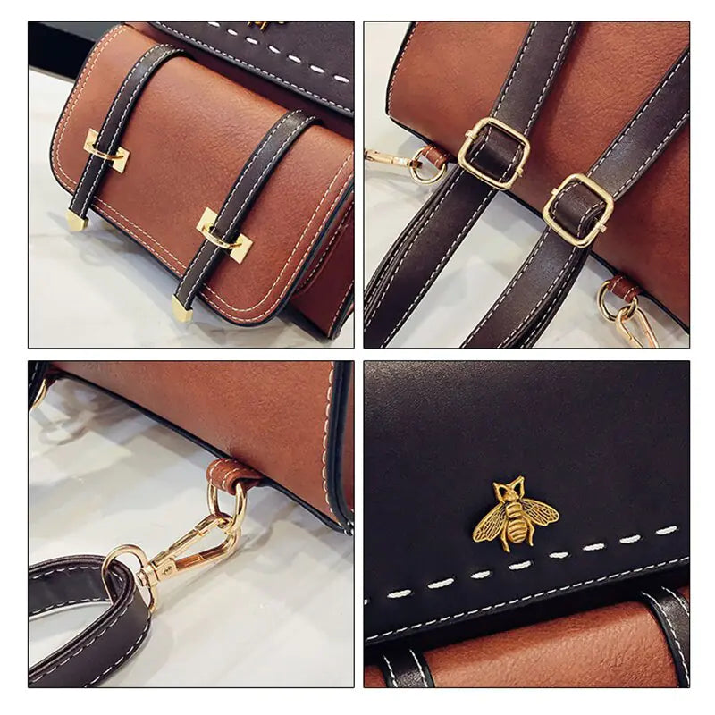 YBYT Vintage Panelled Leather Women's Backpack