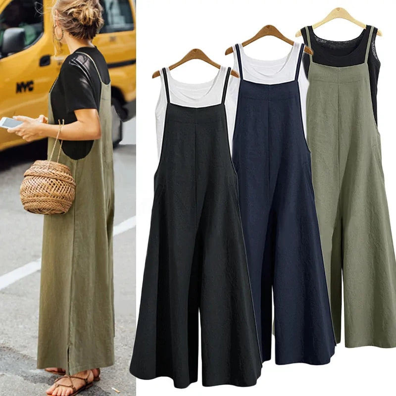 Fashion Style Women's Wide-Leg Dungarees