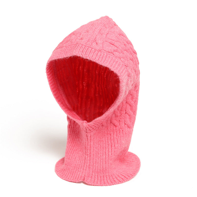 Unisex Integrated Hat-Scarf, Warm Ear Protection, Cable Knit Balaclava