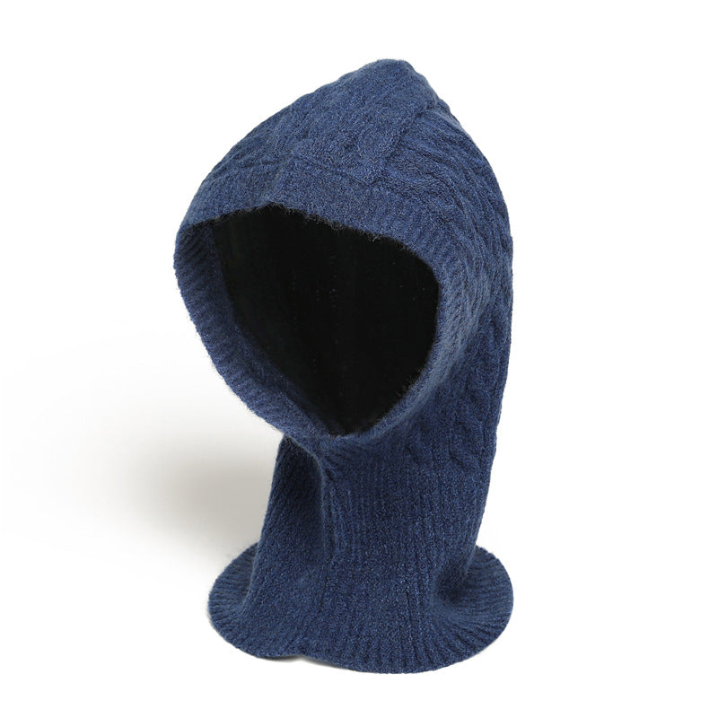 Unisex Integrated Hat-Scarf, Warm Ear Protection, Cable Knit Balaclava
