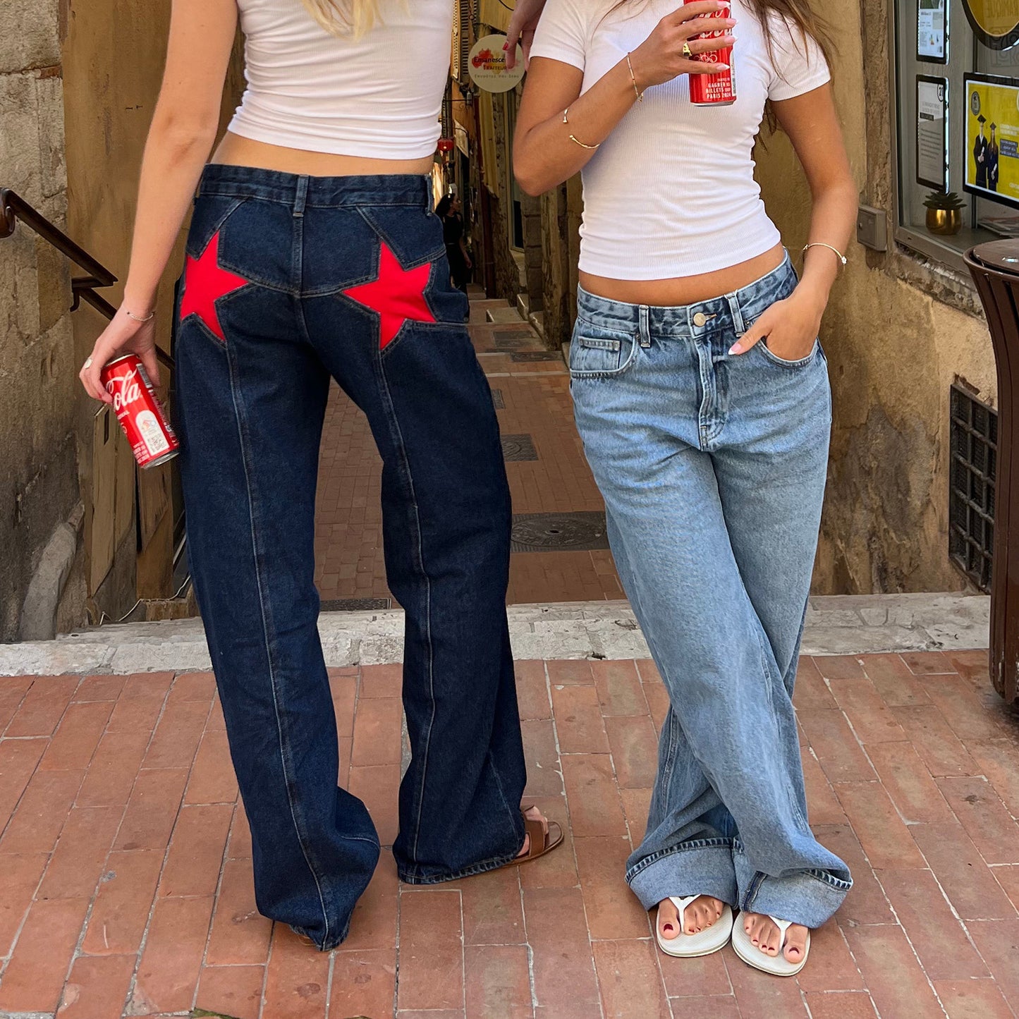 Retro Women's Five-Pointed Star Patchwork Jeans