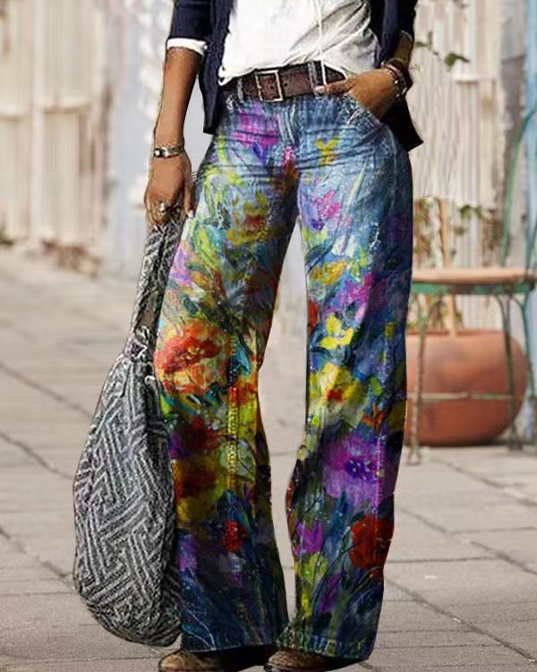Organza Pattern Weave Jeans, Patterned Women's Designer Denim