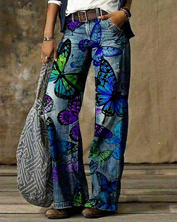 Organza Pattern Weave Jeans, Patterned Women's Designer Denim