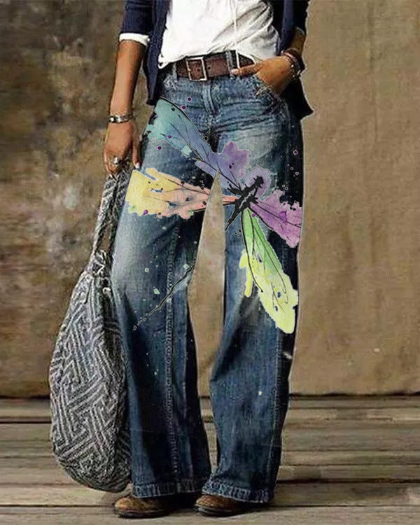 Organza Pattern Weave Jeans, Patterned Women's Designer Denim