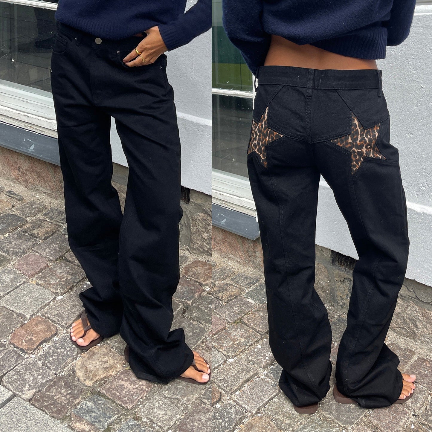 Retro Women's Five-Pointed Star Patchwork Jeans