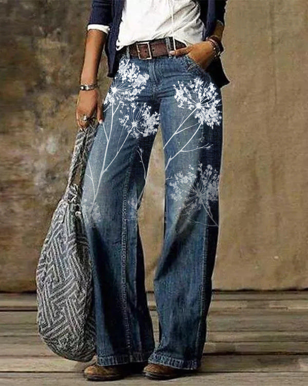 Organza Pattern Weave Jeans, Patterned Women's Designer Denim
