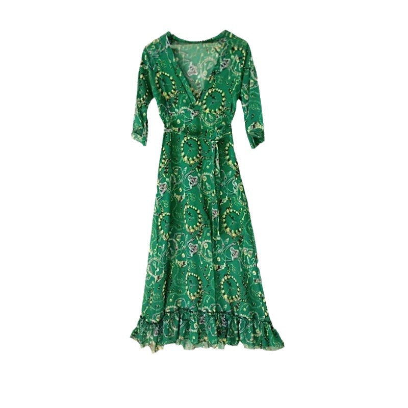 Abstract Print Women's Long Flowing Hippy Kaftan Dress