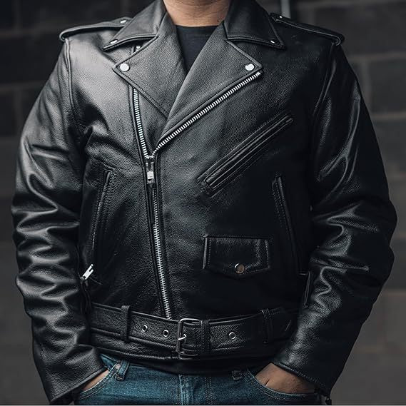 Popular Motorcycle Men's Leather Jacket, Plus Sizes