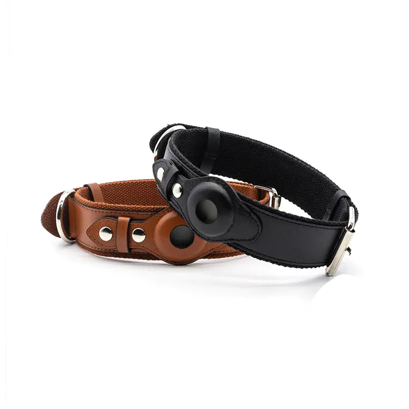 Olixar™ New Design Leather Airtag Trackable Heavy Duty Dog Collar