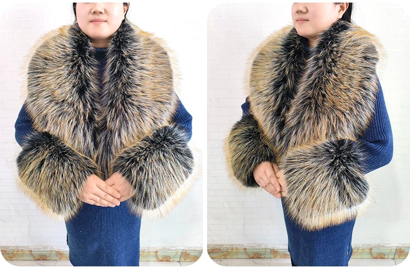 Winter Faux Fur Collar and Cuffs Set, Shawl and Accessories