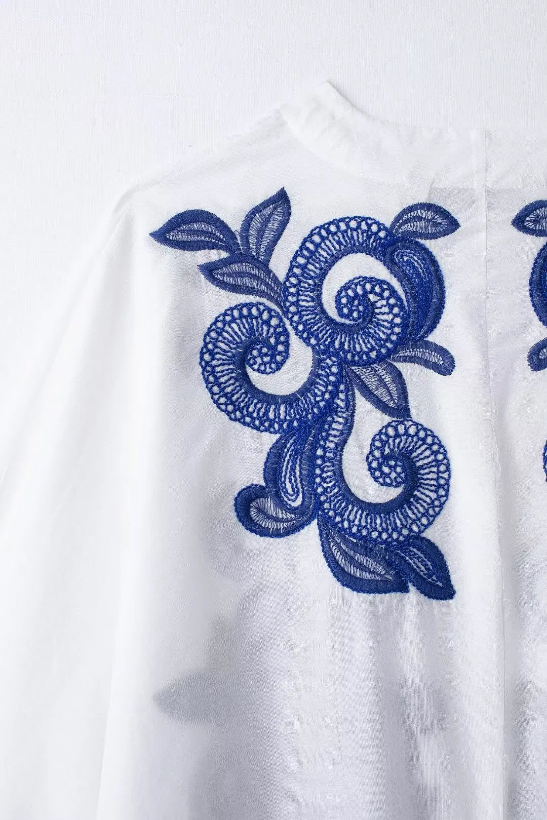 Bohemian-Style White and Blue Embroidered Two-Piece Women's Summer Set