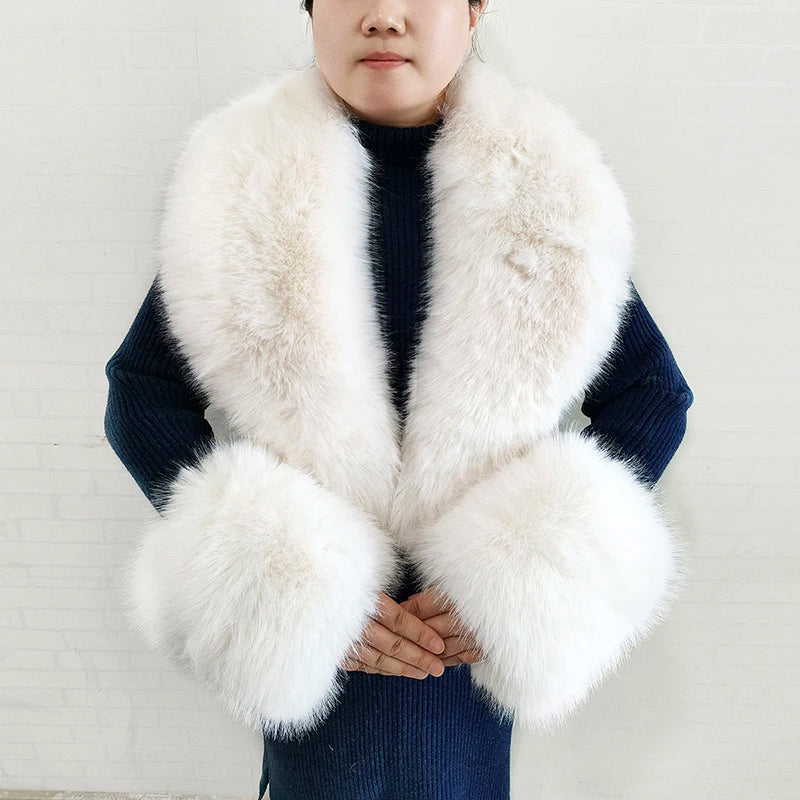 Winter Faux Fur Collar and Cuffs Set, Shawl and Accessories