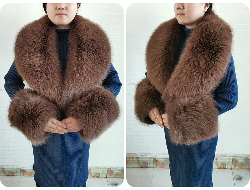 Winter Faux Fur Collar and Cuffs Set, Shawl and Accessories