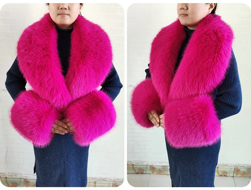 Winter Faux Fur Collar and Cuffs Set, Shawl and Accessories