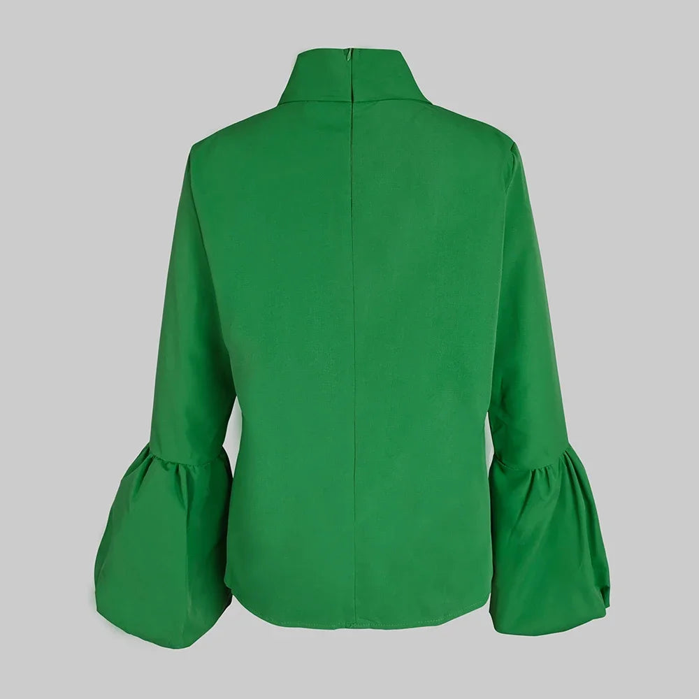 Vireous Bowknot High Collar Women's Tuxedo Shirt