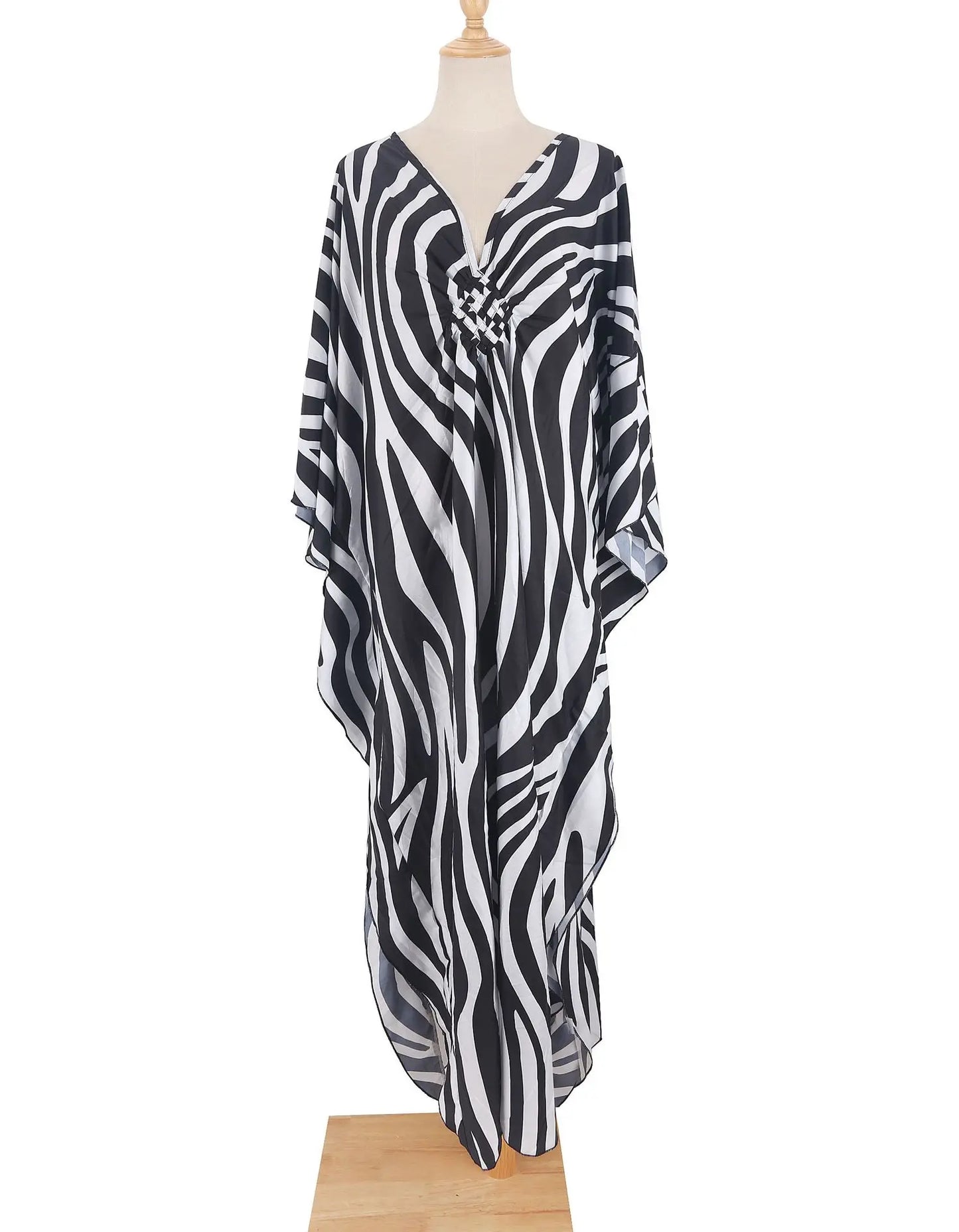 Zebra Print Kaftan Dress, Oversize Beach Dress