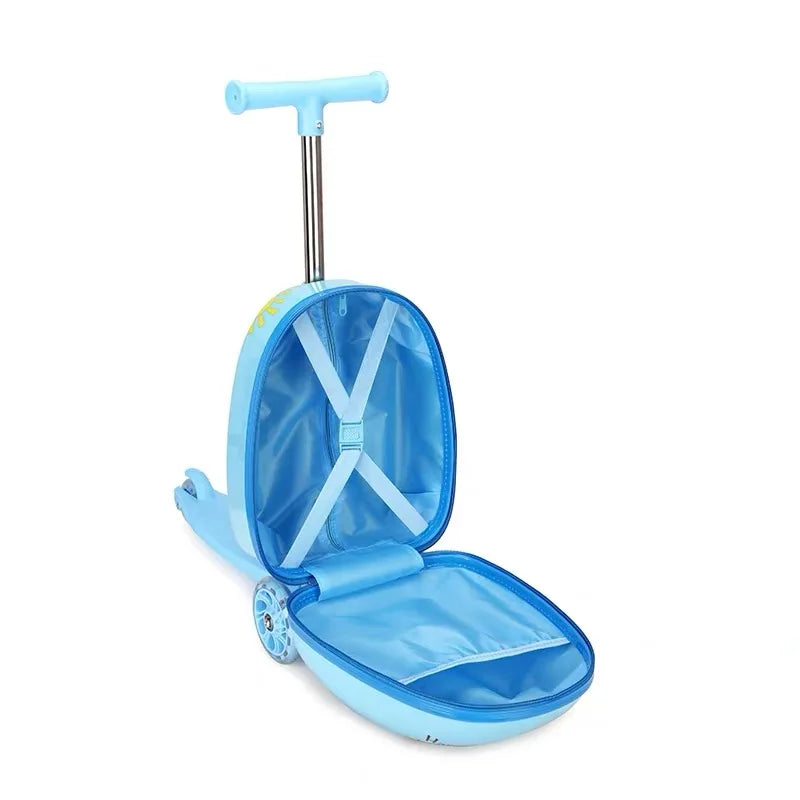 Kids Scooter Suitcase on Wheels, Carry-On Luggage Skateboard, 20-Inch Design